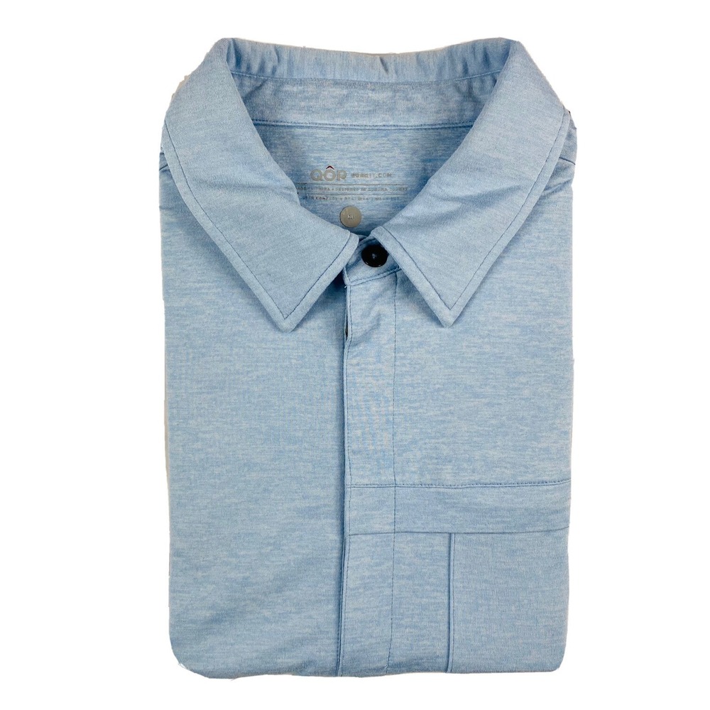 QOR Light Blue Mens Performance Pocket Polo Size Mens M